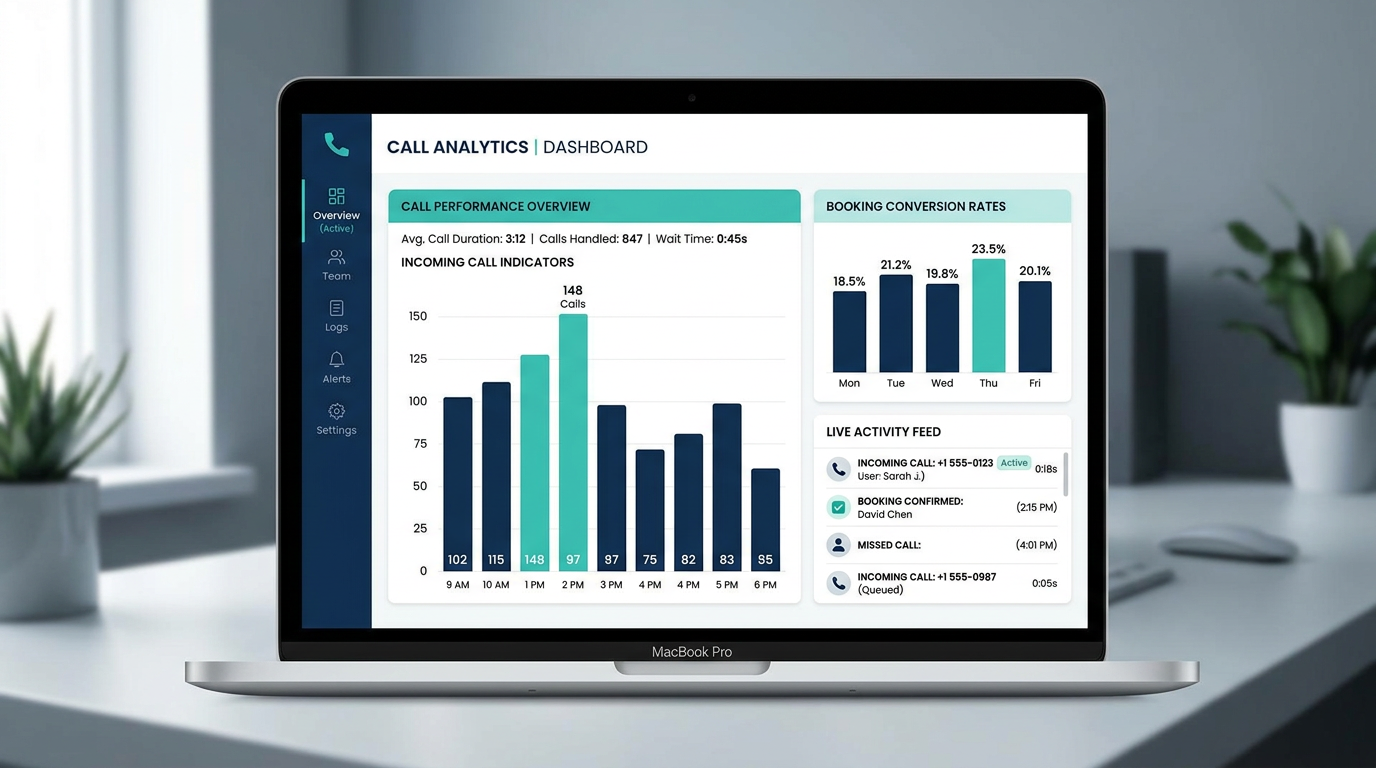 Call analytics dashboard with booking rates